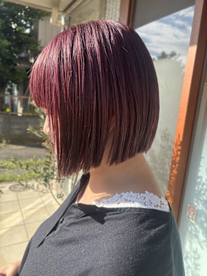 レッドカラー/ボブ/ブリーチカラー/レッドブラウン