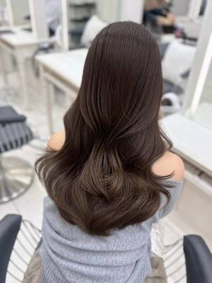 暗めカラー/レイヤーカット/顔まわり/韓国/銀座/前髪