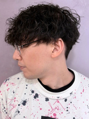 スパイラルパーマ マッシュ ショート 黒髪 20代【札幌】