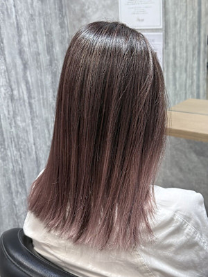 スモーキーピンク×エアータッチバレイヤージュ[博多美容室]