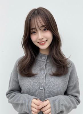 韓国ヘア☆レイヤーカット/グレージュ/くびれヘア