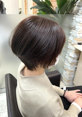 大人美人艶カラーベージュ小顔カット透明感ショートボブ