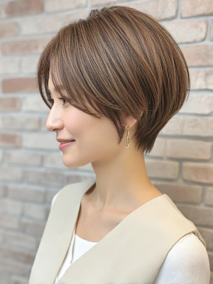 ショート 前髪カット 白髪染め ハイライト 髪質改善 ボブ