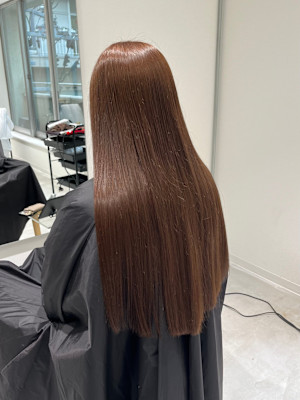 チョコレートブラウン髪質改善トリートメント艶髪ロング