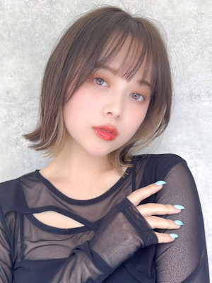 【La fith】外ハネボブ×インナーカラー×セピアベージュ