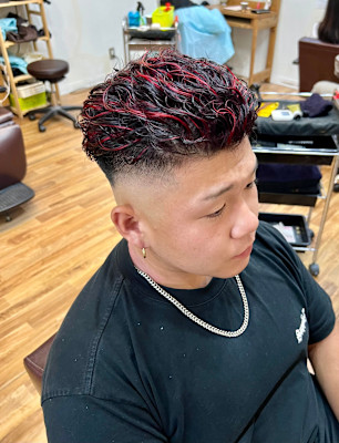 メンズハイライト極道パーマ