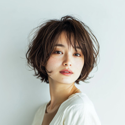 ふんわり上品で柔らかな大人ミディアムショート。