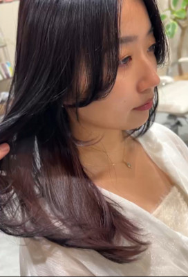 顔周りカット アッシュブラウン 艶髪 レイヤー 髪質改善