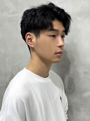 アップバングのスパイラルパーマ