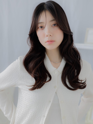 かき上げバング大人美人モテ髪韓国風巻き　チャンモリパーマ