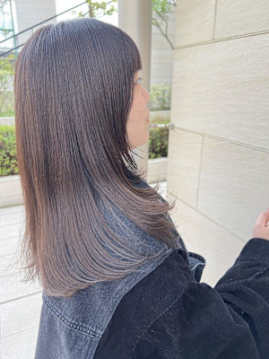 ブリーチなし！透明感ブラウン顔回りレイヤーカット
