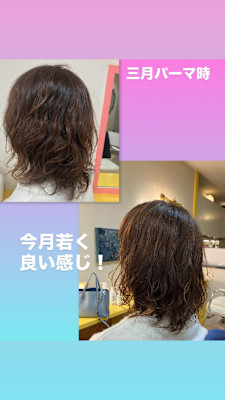 セミロングローレイヤーウェーブスタイル