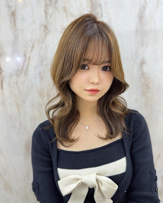 ミディアム/暗めカラー/デザインカラー/フェイスフレーミング