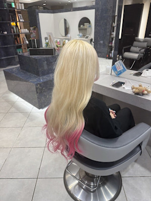 外国人風ハイトーンカラー×ピンクグラデーション