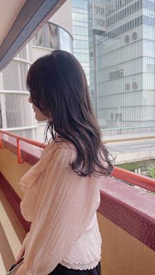 透明感暗髪グレージュ