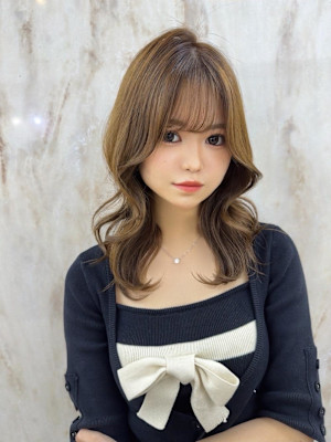 ミディアム/暗めカラー/デザインカラー/フェイスフレーミング