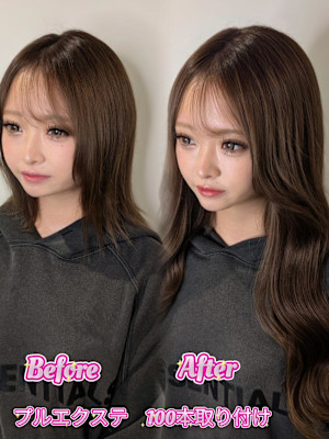 プルエクステでブラウンロングヘアーに！