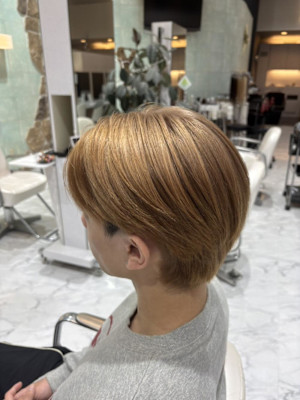 メンズショート/ダブルカラー／ハイトーン／ベージュカラー