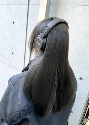 韓国顔まわりレイヤーカットグレージュオリーブベージュブラウン