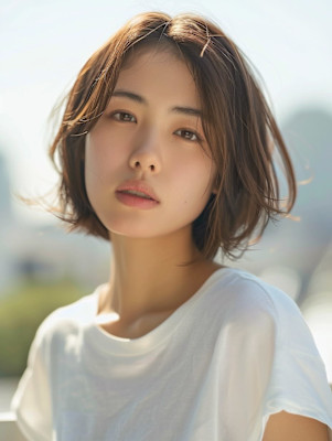 黒髪/ボブルフ/ネビージュ/小顔/ワンレン/カット/髪質改善