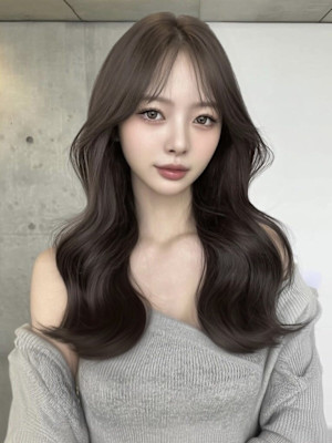 韓国風/セミロング/顔周りカット/くびれヘア/透明感カラー