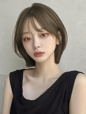韓国風/ショート/顔周りカット/くびれヘア/透明感カラー
