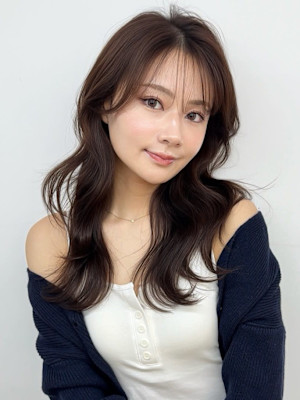 シースルーバンク 顔周りカット グレージュカラー 20代