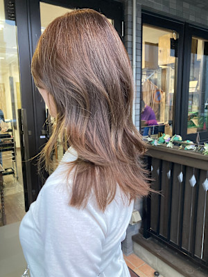 ロングレイヤー　オリーブブラウン　グレイカラー