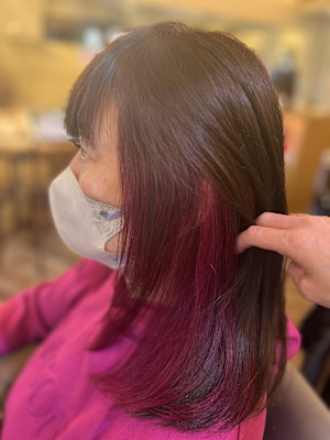 インナーカラー　ピンク