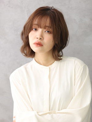 ミディアムボブ/ゆるふわ