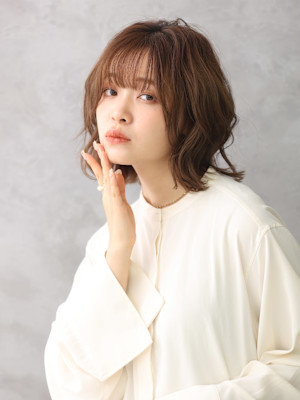 ミディアムボブ/ゆるふわ