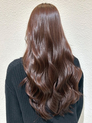 マロンベージュ 髪質改善カラー 艶髪 うるつやロング