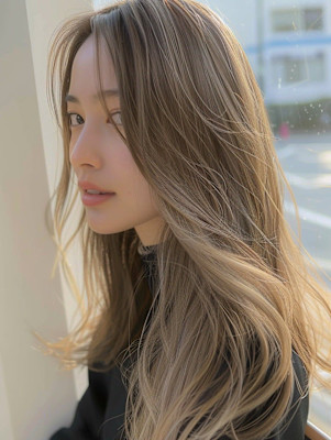 前髪/アンブレラカラー/こなれミディ/イメチェン/ウェーブ