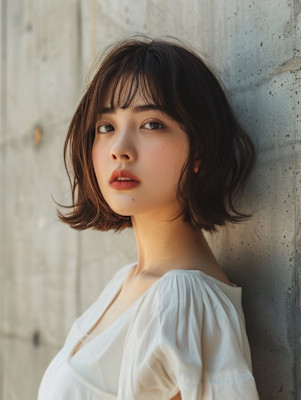 前髪/アンブレラカラー/こなれミディ/イメチェン/ウェーブ