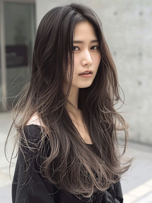 前髪/アンブレラカラー/こなれミディ/イメチェン/ウェーブ