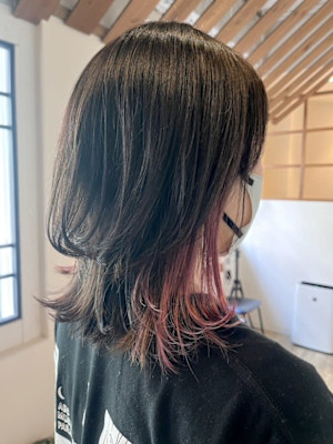 インナーカラーピンク/ウルフレイヤー/20代/30代/40代