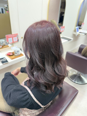 ピンクブラウンカラー/ブリーチなしワンカラー/暖色