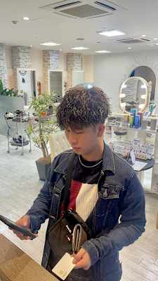 メンズツイストスパイラルハイライトマッシュ