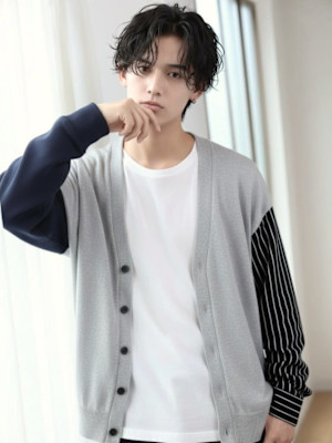 センターパート×ゆるウェーブ｜自由が丘LOREN人気メンズヘ