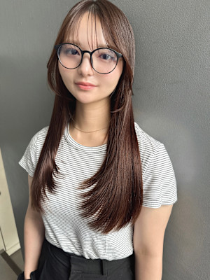 髪質改善美髪ロングレイヤー　縮毛矯正