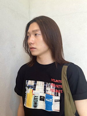 メンズロング レイヤー ナチュラルストレート