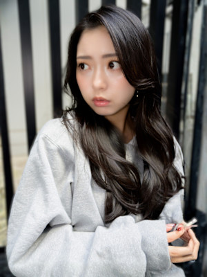 黒髪 髪質改善 透明感カラー 顔周りカット レイヤーカット