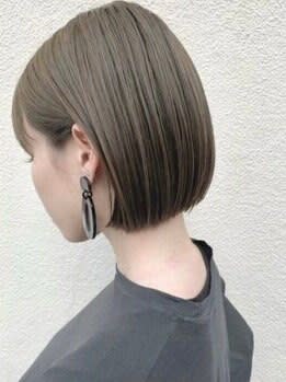 大人可愛い20代30代40代ショートボブ アッシュベージュ 