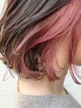 大人可愛いインナーカラー フェイスフレーミング ベビーピンク