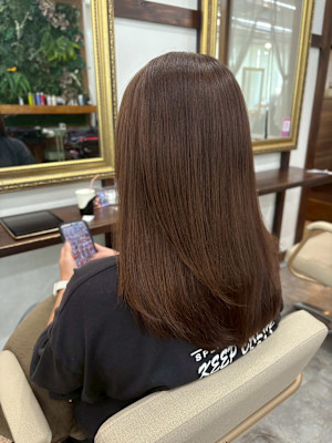 髪質改善/透明感カラー/顔まわりレイヤー/カット/韓国/前髪