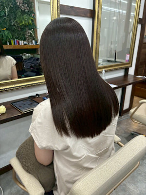 髪質改善/透明感カラー/顔まわりレイヤー/カット/韓国/前髪