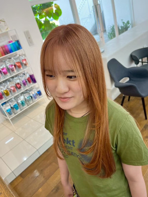 オレンジヘア/ガーリー/ストリート/韓国ヘア/学割
