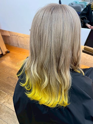 イエローカラー/裾カラー/デザインカラー/韓国ヘア