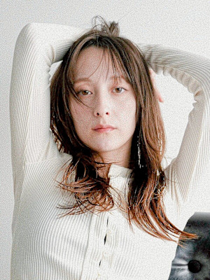 韓国顔まわりレイヤーカットグレージュオリーブベージュブラウン