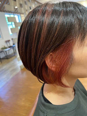 ハイライト×インナーカラーコチニールレッド/30代/40代/